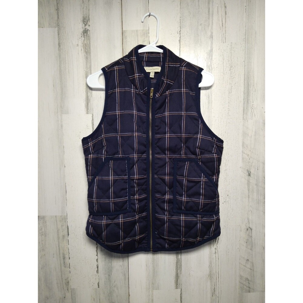 41 Hawthorn Women's Blue Plaid Quilted Vest Womens Small